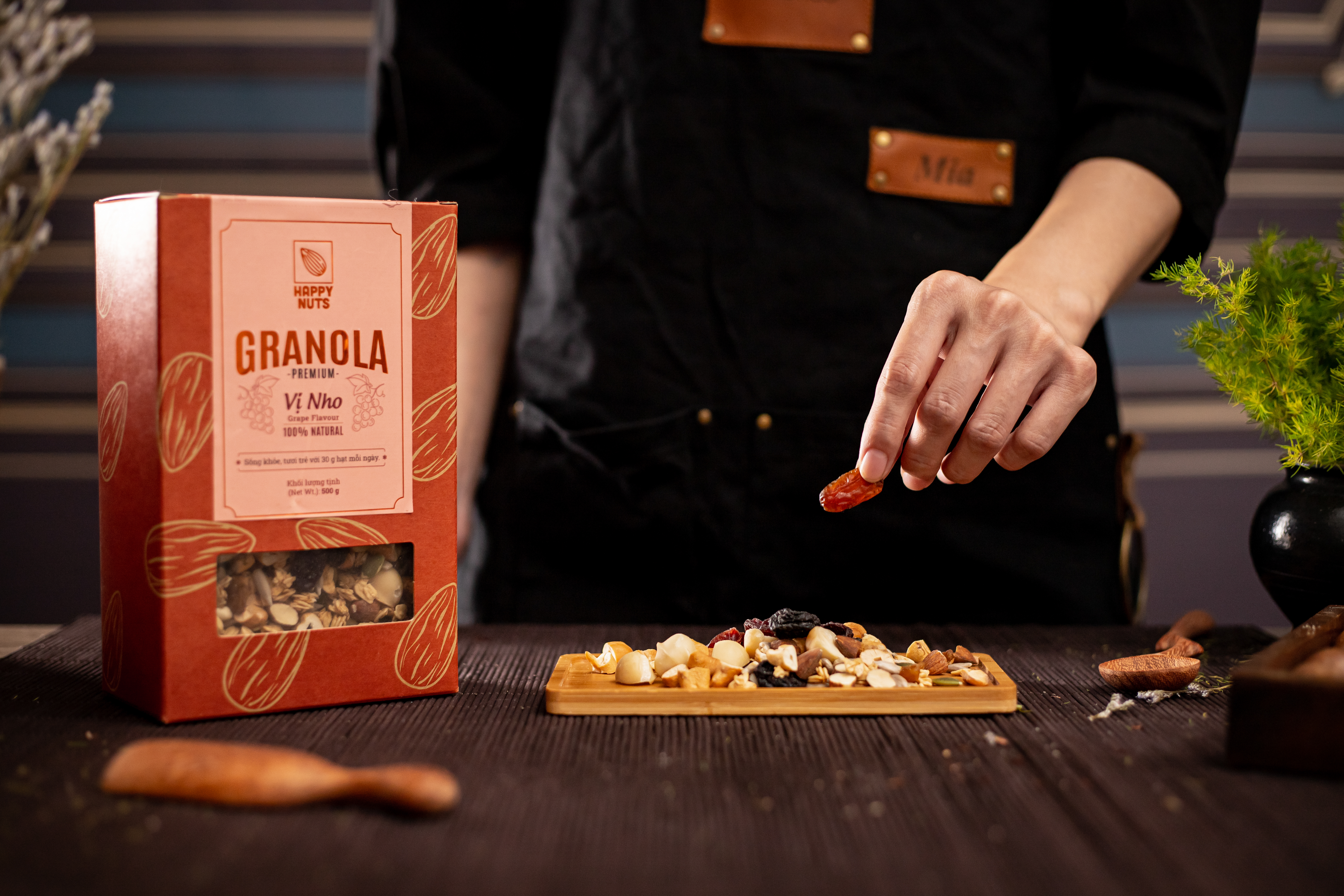 (Tặng 500g yến mạch) Granola Premium vị nho mix Happy Nuts 500gr